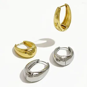 Hoop Ohrringe Peri'sbox Gold Farbe breites Oval für Frauen minimalistische alltägliche Hoops Morden Brass Huggie Geschenke