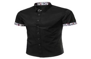 Men Shirt Designer Marke 2017 männliche Kurzarmhemden Casual Slim Fit Black Shirts Herren Hawaiian M4xL7295615