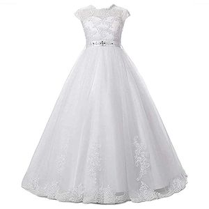 Abiti di battesimo Hygljl Lace Girl Dress First Womens Santo Comunione Battista Ball Spedile a maniche lunghe Ball Q240507