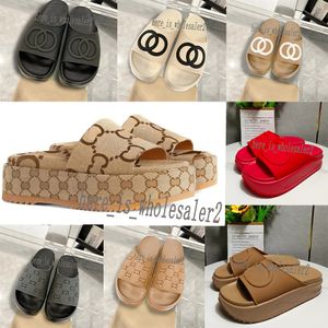 Kvinnors designer sandaler tofflor skjutreglage gummi läder glidklänning sko kilar sandal strand tofflor sommarplattform storlek 35-44