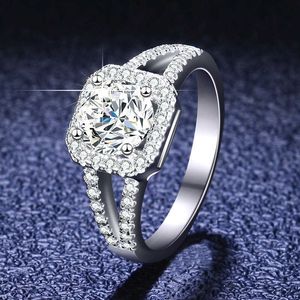 Feiner Schmuck Hochqualität 925 Sterling Silberringe Halo Moissanit Diamond Engagement Ringe für Frauen Männer