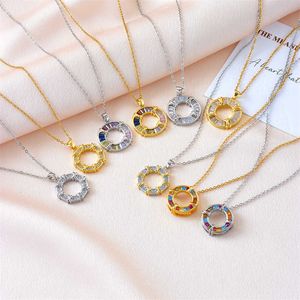 Pendant Necklaces Titanium Steel Necklace Womens Fashion T Family Circle Light Luxury and Two tone X-shaped Diamond Clavicle Chain Accessories Q240507