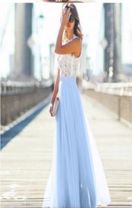 2月フロストファッション女性レースシフォンプロムドレスレディースマキシドレス結婚式のための袖なし長いドレスs3xl7153877