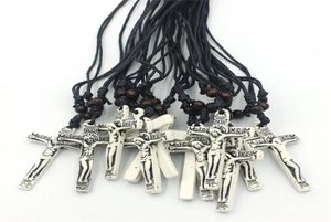 Jewelry Wholesale 12pcs/LOT Imitation Yak Bone Carved Jesus Pendants Necklaces Amulet XL1251138673