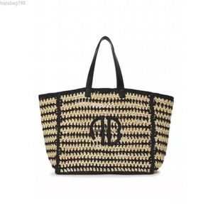 Designer Anines Straw Woven Large Capacity Tote Bag Holiday Beach Bag Womens Striped Woven Shoulder Bag Bing