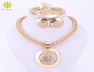 Wedding Jewelry Sets Latest Fashion African Set Round Pendant Gold Color Dubai Big Necklace Earrings Gift For Women 22110995116652615969