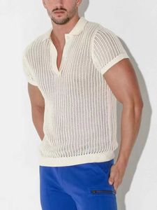 Men's Polos Summer trend casual loose knit short sleeved polo shirt Q240508