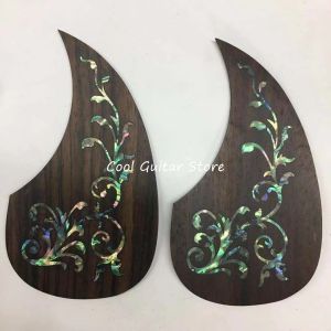 Acessórios Pickguard de madeira maciça para guitarra acústica, abalone real, incrustação de flores de vime, forma de gota de água, acessório de guitarra, frete grátis