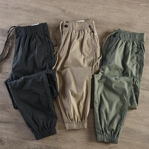 Men's Pants 2024 Summer American Drawstring Quick-drying Lightweight Cargo Casual Loose Multi-pocket Ankle-tied Trousers