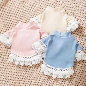 Dog Apparel Fashion Bottoming Shirt Warm Soft Clothes Cute Lace Puppy Flying Sleeve Pet Outifts Cat Kitten Costume