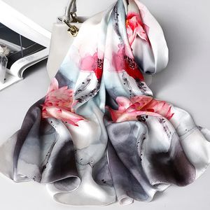 100% Pure Silk Scarf and Shawls For Women Hangzhou Real Wraps For Ladies Print Foulard Femme Natural Scarves 240429