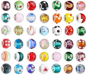 50pcslot Mix Color Big Hole Glass Beads Charm Charm Spacer Craft Europeans aded chared for Bracelet Neckleace Jewelry Healpes 3485014