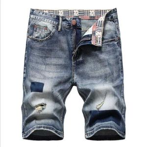 Herren Shorts Heiße neue Modemenschen zerrissen Short Jeans Marke Kleidung Bermuda Sommer Baumwollshorts Männliche Denim Shorts Männliche Größe 28-42 T240507