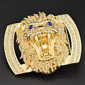 Luxury Belt Buckle for Men Fashion Rhinestone Lion Head Leather Belts Buckles High Quality1260825