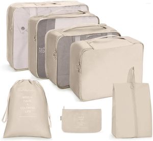 Depolama çantaları 7pcs/8pcs Set Seyahat Organizatör Bavul Paketleme Küpleri Kılıflar Taşınabilir Bagaj Giysileri Ayakkabı Düzenli Koruma Kat
