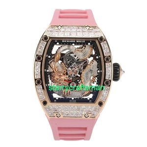 RM Luxury Watches Mechanical Watch Mills RM57-03 Original Diamond Rose Gold Crystal Dragon Limited Edition Leisure Sports Machinery Watch STX8