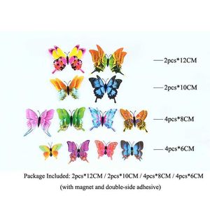 3PCSFridge Magnets New 12Pcs/Set 3D Double Layer Pteris Butterfly Wall Stickers Home Decoration Colorful Butterflies On Wall Magnet Fridge Decals