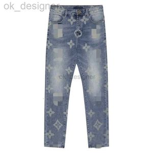 Projektanci męskie dżinsy mody modyfikowane dżinsy High Street Slim Fit and Hole Patch Spodnie Zwykłe Rowerzyści Design Design Dżinsy Dżinsy Luksusowe designerskie dżinsowe spodnie