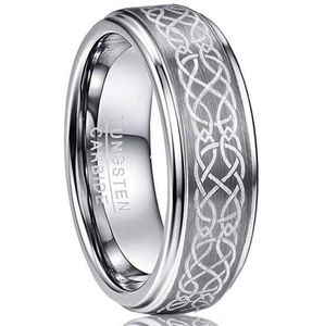 MEN039S 8mm Laser Celtic Knot gebürstete Wolfram -Carbid -Ehering -Ringe Polished Street Edge Größe 6135212163