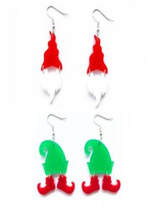 Dangle żyrandol Śliczna świąteczna biżuteria zielona czapka z czerwonymi butelkami i akrylowymi kolczykami dla kobiet 3050205