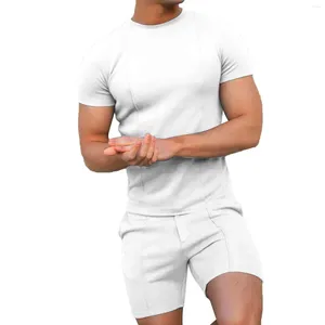 Бегущие наборы мужские сплошные шорты с короткими рукавами