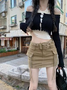 Spódnice narzędzia dziewczyna dżinsowa spódnica kobiet jesienne anty-lekkie lekkie koreańskie styl retro retro culottes małe bioder