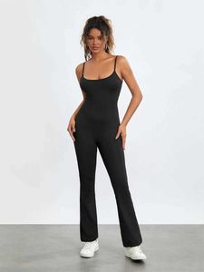 Macacões femininos macacões Mulheres casuais sless longos macacão sólido preto sleless traseiro clássicos casuais club de camisola bodysuit streetwear d240507