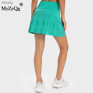 Saias myzyqg feminino skorts de tênis lateral bolso lateral shorts anti-thaly short skio esportivo de bola de duas peças de duas peças Y240508