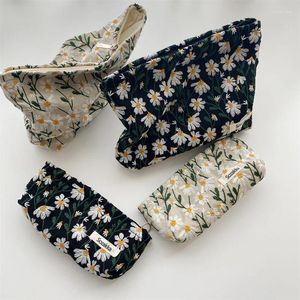 Kosmetische Taschen Cord Cord Canvas Beauty Bag Frauen Floral Make -up koreanische Stickbeutel Reisen Reisen Toilette