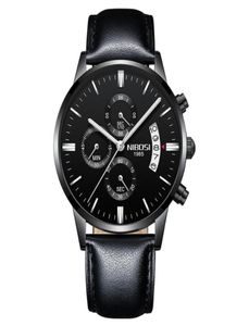 NIBOSI Brand Quartz Chronograph Fine Quality Leather Strap Mens Watches Watch Luminous Date Life Waterproof Whole Wristwatches9365348