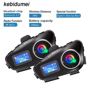 Słuchawki telefonu komórkowego 1/2 Q58 Motorcycle Intercom Helmet Bluetooth Słuchawki LCD Wyświetlacz 2 jeźdźca 500m interkomu udostępnianie muzyki z Flash J240508