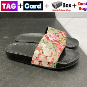 Mody męscy Kapcieczki damskie slajdy sandały luksusowe buty letnie plażę zjeżdżalnia płasko z kwiatami pudełka trampki skórzane gumowe sandał