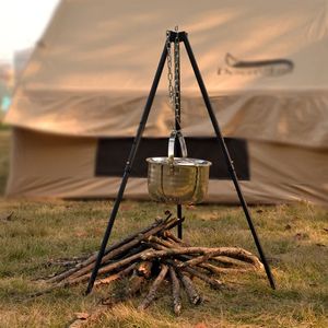 Desert fox outdoor large wildfire rack portable hanging basin rack tripod wildfire camping supplies barbecue rack wildfire 240424