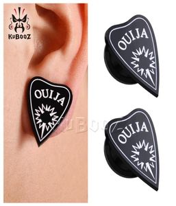 Kubooz Acrylic Ouija Divination Black Earnelsプラグボディジュエリーピアスイヤリングゲージストレッチャーエキスパン全体6mm T7160017