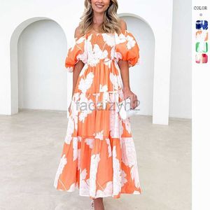 Casual Dresses Designer Dress 2024 Spring/Summer Elegant Printed One Shoulder Bubble Sleeves Fashion Dress Plus Size Dresses