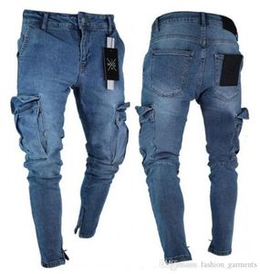 New Mens Jeans Distressed Ripped Biker Jeans Slim Fit Motorcycle Biker Denim Jeans Fashion Stylist Pants1013494