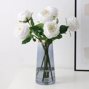 Dekorativa blommor Peony Real Touch Artificial Branches Wedding Christmas Valentine's Gift Fake Flower Room Decor Vase Articifiial Plant