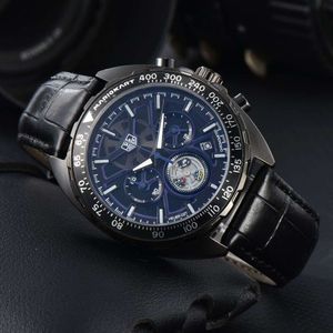 Tagi heuer zegarek dla Womenwatch Menwatch Hot i popularna marka Haojiaya wielofunkcyjna małe trzy igły chronograf męski zegarek skórzany pasek kwarcowy 225