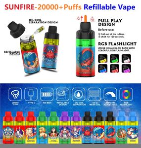 Big Fog Sunfire Puff 20000 Puffs Disponable E Cigarettfyllningsbar POD Electronic Cigs 20 mg 50 mg Irritera halsvapspenna Puff 20K 15K 18K Hokah Kit Belgium Thailand