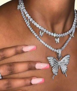 Nya ankomster Big S designers kubansk modefjärilhalsband Euroamerican Diamond Pendant Hiphop smycken Tennis Choker 5212121