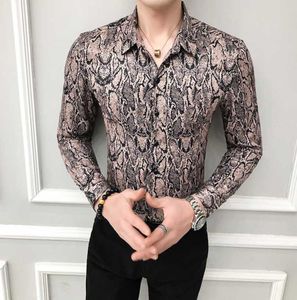 Moda Snake Print Shirts Men Dress Casual Slim Fit Slave Long Shirt 2022 Spring Korean Streetwear Social Camisa Masculina Sh565771518