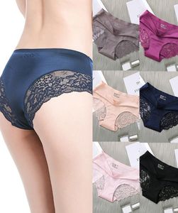 Neue Frauen sexy Höschen Eis Seide nahtlose Slips Spitzenbesprechungen Dessous bequeme Taillenunterhose weiblich Intimates xxl5625431