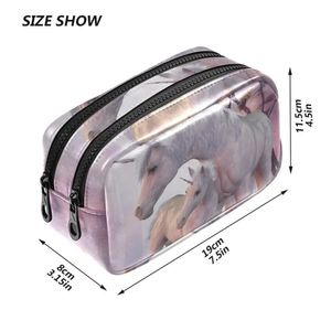 Moda Women Cosmetic Bag Unicorn Print Professional Travel Make Up Box Cosmetics Bolsa Bolsa de beleza Caso de maquiagem 240429