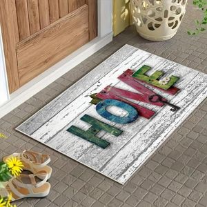 Carpets 1Pc Multicolored Letter Print Doormat Wood Grain Pattern Indoor Outdoor Door Mat Non-slip Floor Rug Washablet Home Decor Carpet