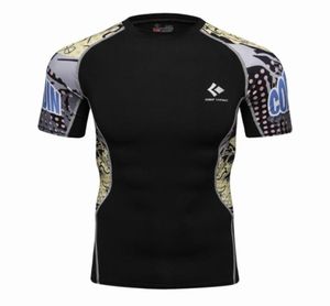 Мужские компрессии T Рубашки Кожа Термическая тепловая короткая рукава Rashguard MMA CrossFit тренировки фитнес