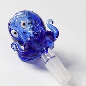 14 mm 18mm skålglas bläckfisk stil vattenpipa tjocka glasskålar med färgglada blå tobaks örtvatten bong rökrör