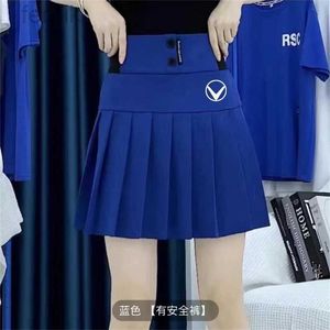 Skirts Skorts Spring Summer Woman Short Skirts Wear Clothing High Waist Pleated Anti-glare Tennis Sport Show Leg Length Slim Line Skirt d240508