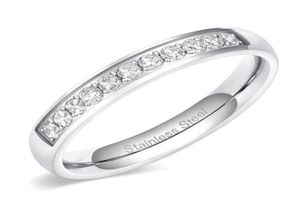 Bröllopsringar 35mm kvinnor Half Eternity Bands för kvinnliga rostfritt stål kubiskt zirkoniumband Hela storlek 4122407918