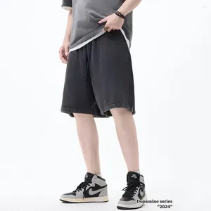 Men's Shorts 2024 Summer 380G Heavyweight Cotton Loop Water Washed Sports Men Solid Color Fashion Brand