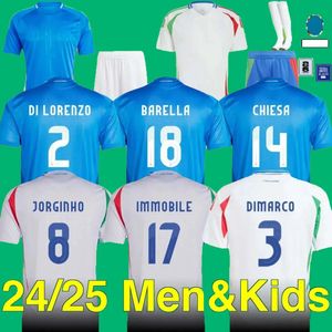 Футбольные майки итальянская сборная 2024 евро -кубок Baggio Italia Jersey Verrattiplayer Version+Fan Chiesa Vintage Jorginho Футбольная рубашка Barella Maldini Kid